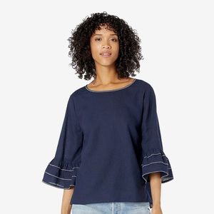 NIC & ZOE | NWT! Ink linen popover blouse, sz XL